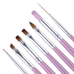 Set 7 pennelli nail art manico rosa metallo