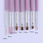 Set 7 pennelli nail art manico rosa metallo