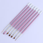 Set 7 pennelli nail art manico rosa metallo