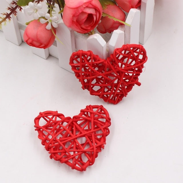 5 pezzi 6 cm palla di paglia artificiale decorazione fai da te cuore in rattan decorazioni natalizie ornamento per la casa