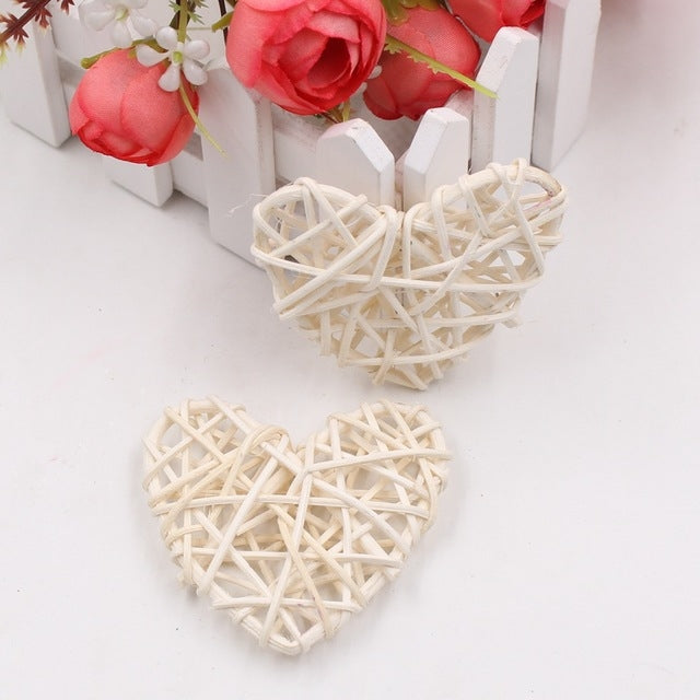 5 pezzi 6 cm palla di paglia artificiale decorazione fai da te cuore in rattan decorazioni natalizie ornamento per la casa
