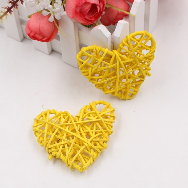5 pezzi 6 cm palla di paglia artificiale decorazione fai da te cuore in rattan decorazioni natalizie ornamento per la casa