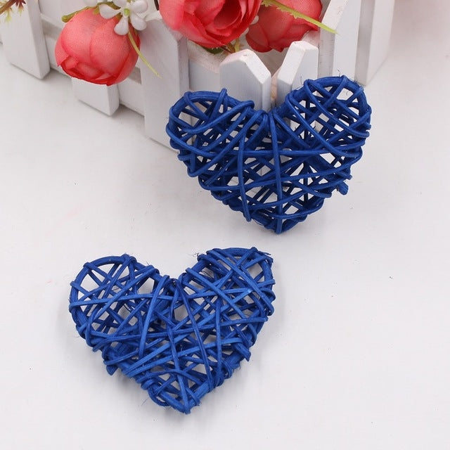 5 pezzi 6 cm palla di paglia artificiale decorazione fai da te cuore in rattan decorazioni natalizie ornamento per la casa