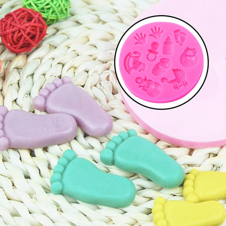 2 pezzi a forma di mano per bambino, stampo fai da te, fondente, torta in silicone, stampo per cioccolato, Foot Shape