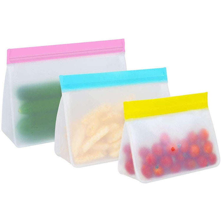 Set 3 sacchetti alimenti PEVA riutilizzabili sigillati