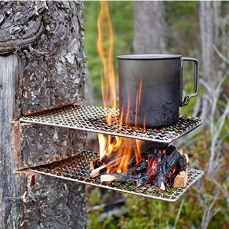 Griglia per barbecue con fornello a legna semplice per barbecue in acciaio inossidabile 304 quadrato per pentole da campeggio all'aperto