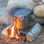 Griglia per barbecue con fornello a legna semplice per barbecue in acciaio inossidabile 304 quadrato per pentole da campeggio all'aperto