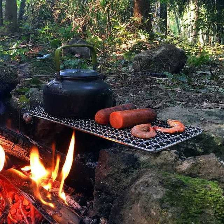 Griglia per barbecue con fornello a legna semplice per barbecue in acciaio inossidabile 304 quadrato per pentole da campeggio all'aperto