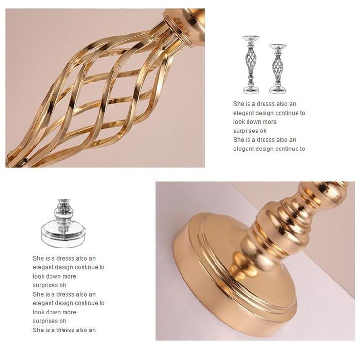 Decorazione per oggetti di scena per matrimoni in finestra in ferro battuto placcato oro, 40cm, 48cm, 54cm