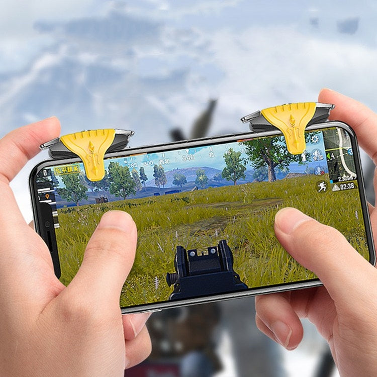 2 paia F01 albero meccanico galvanico pulsante bidirezionale maniglia di gioco di tiro ausiliaria per telefoni cellulari con spessore di 6,1-12,0 mm, F01