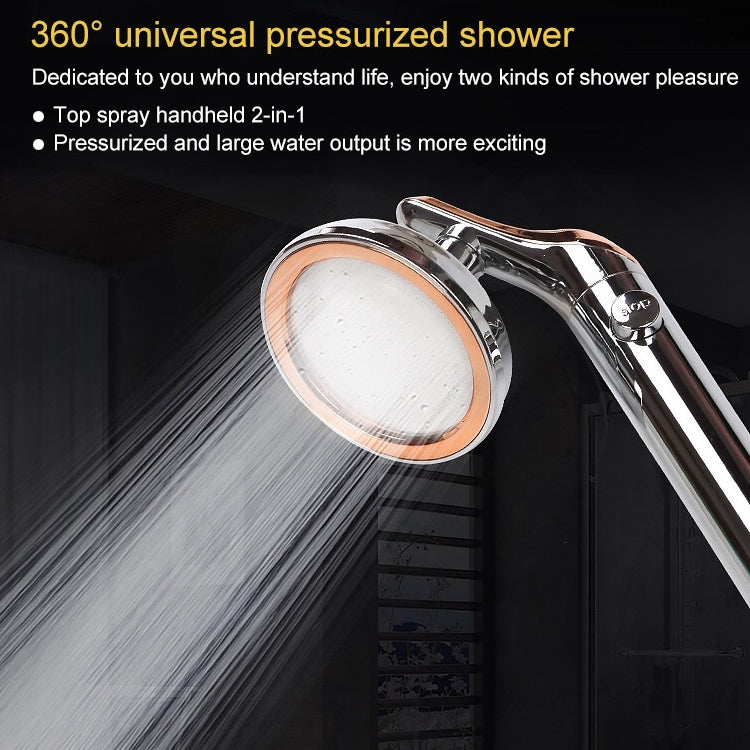 Soffione doccia universale pressurizzato con arresto dell'acqua one-touch, White Color Gold, Silver Color Gold