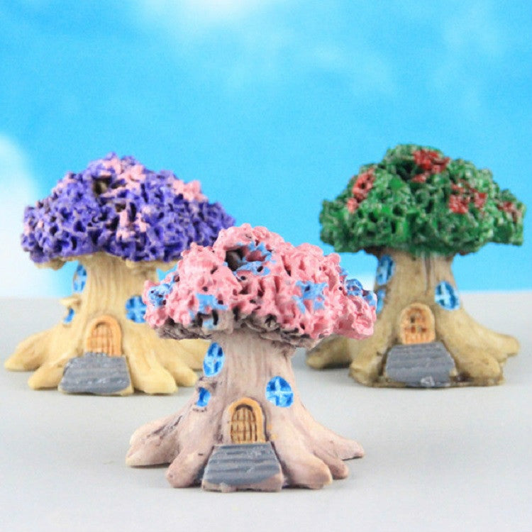 Micro paesaggio decorazione vaso di fiori carnoso cartone animato costruzione giocattolo grande casa sull'albero decorazione in resina