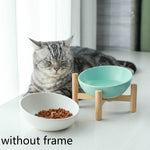 Ciotola in ceramica per cani e gatti con supporto in legno