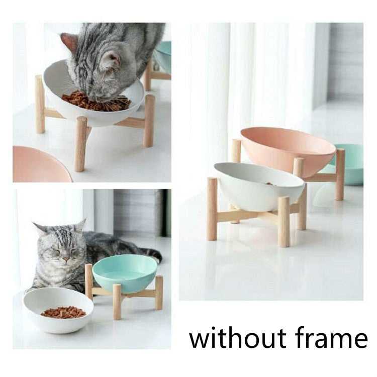 Ciotola in ceramica per cani e gatti con supporto in legno