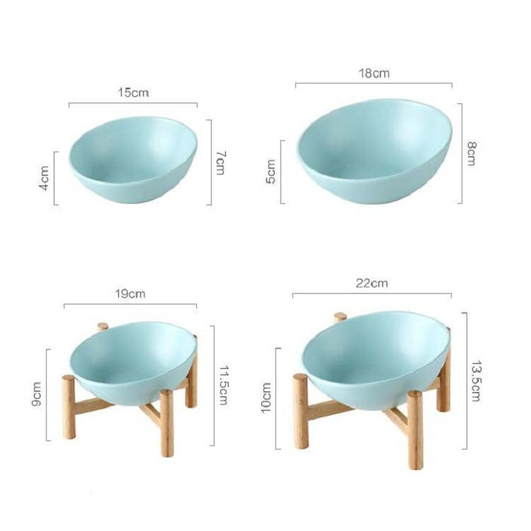 Ciotola in ceramica per cani e gatti con supporto in legno