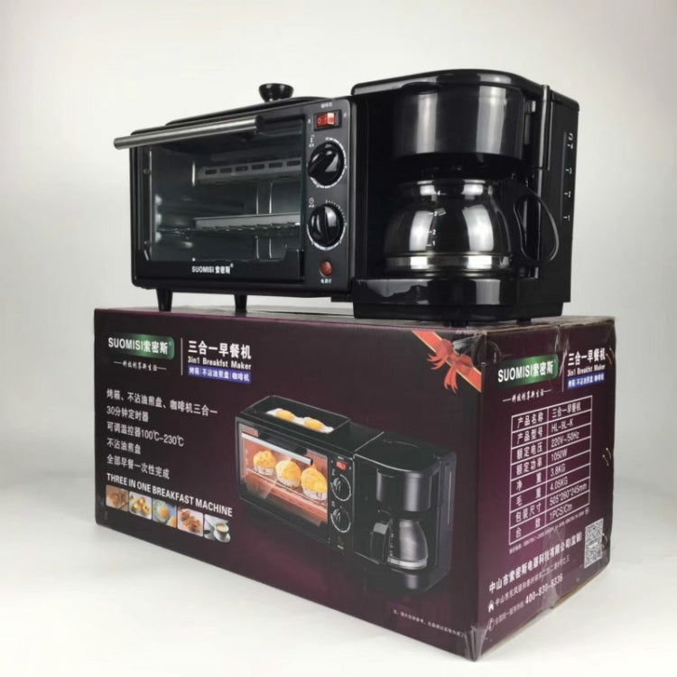 Macchina per la colazione elettrica 3 in 1 Macchina per il caffè multifunzione + Padella + Mini forno Forno per pane e pizza per uso domestico, 3 in 1 Multifunction Coffee Maker