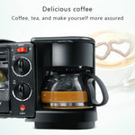 Macchina per la colazione elettrica 3 in 1 Macchina per il caffè multifunzione + Padella + Mini forno Forno per pane e pizza per uso domestico, 3 in 1 Multifunction Coffee Maker