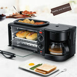 Macchina per la colazione elettrica 3 in 1 Macchina per il caffè multifunzione + Padella + Mini forno Forno per pane e pizza per uso domestico, 3 in 1 Multifunction Coffee Maker