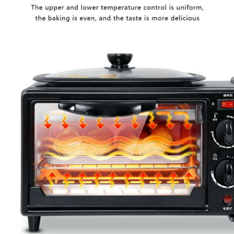 Macchina per la colazione elettrica 3 in 1 Macchina per il caffè multifunzione + Padella + Mini forno Forno per pane e pizza per uso domestico, 3 in 1 Multifunction Coffee Maker