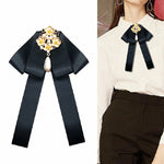 Accessori per abbigliamento con fiocco per farfallino con spilla in diamanti con perle in tessuto stile retrò da donna, Pin Buckle Version, Tie Belts Version