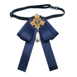 Accessori per abbigliamento con fiocco per farfallino con spilla in diamanti con perle in tessuto stile retrò da donna, Pin Buckle Version, Tie Belts Version
