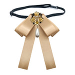 Accessori per abbigliamento con fiocco per farfallino con spilla in diamanti con perle in tessuto stile retrò da donna, Pin Buckle Version, Tie Belts Version