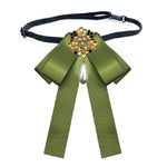 Accessori per abbigliamento con fiocco per farfallino con spilla in diamanti con perle in tessuto stile retrò da donna, Pin Buckle Version, Tie Belts Version