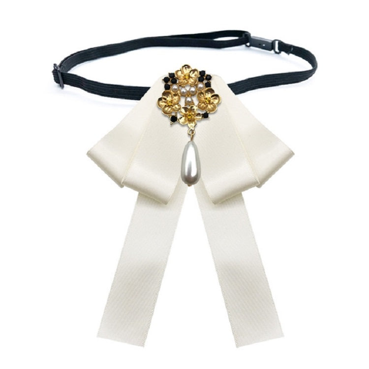 Accessori per abbigliamento con fiocco per farfallino con spilla in diamanti con perle in tessuto stile retrò da donna, Pin Buckle Version, Tie Belts Version