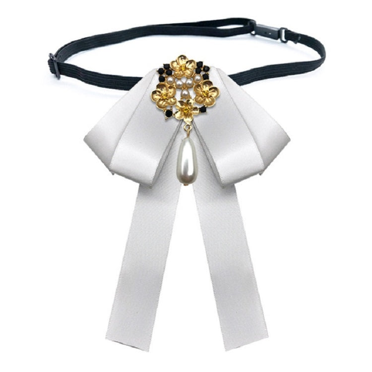 Accessori per abbigliamento con fiocco per farfallino con spilla in diamanti con perle in tessuto stile retrò da donna, Pin Buckle Version, Tie Belts Version