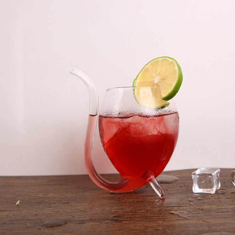 Tazza in vetro creativo da 300 ml Tazza per il latte con cannuccia Tazza per bevande fredde Tazza per succhi Bicchiere da vino, 300ML Juice Mug