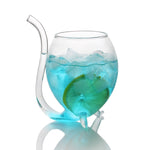 Tazza in vetro creativo da 300 ml Tazza per il latte con cannuccia Tazza per bevande fredde Tazza per succhi Bicchiere da vino, 300ML Juice Mug