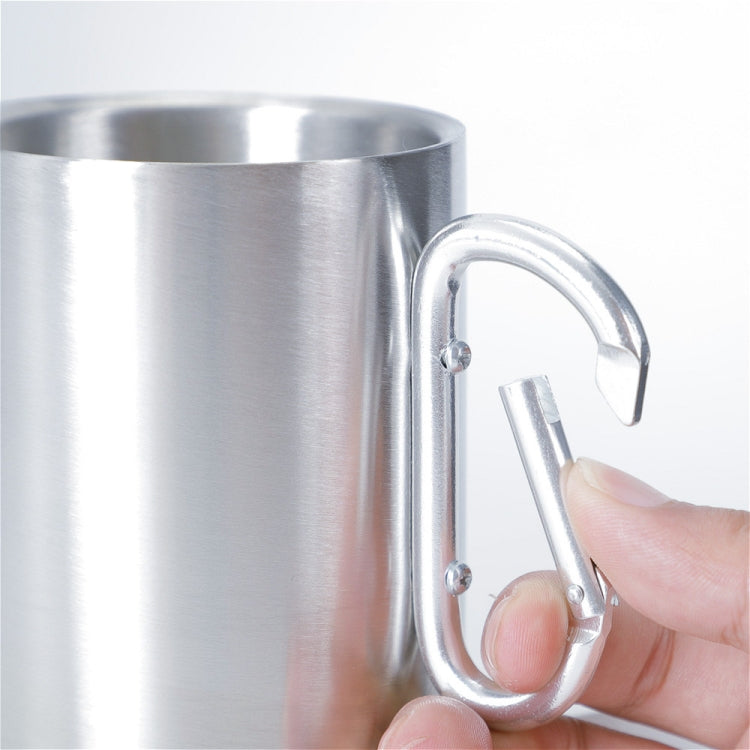 Tazze da caffè per acqua a doppia parete in acciaio inossidabile con manico a moschettone, consegna colore casuale, Coffee Cup with Carabiner