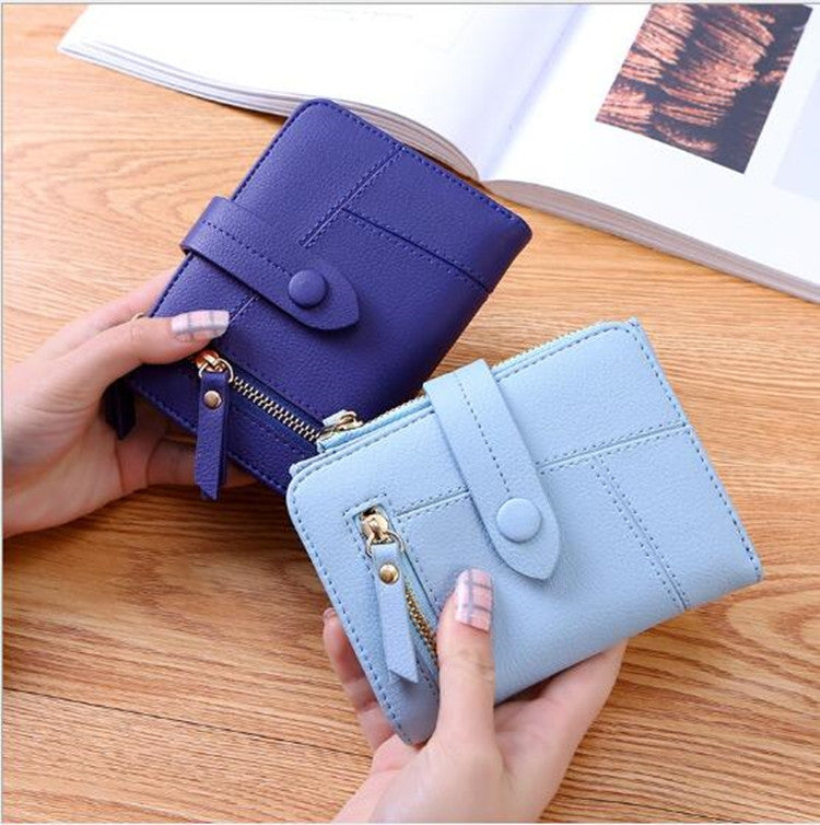 Portafoglio da donna a due pieghe Pochette multifunzione Portafoglio piccolo, Two-folding Green, Two-folding Dark Blue, Two-folding Black, Two-folding Sky Blue