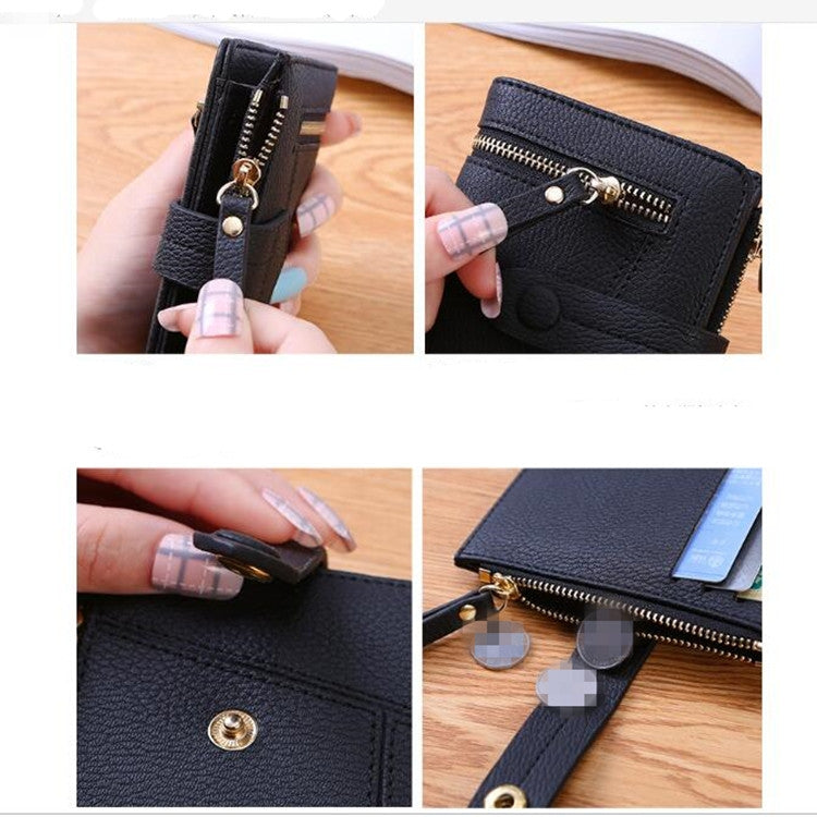 Portafoglio da donna a due pieghe Pochette multifunzione Portafoglio piccolo, Two-folding Green, Two-folding Dark Blue, Two-folding Black, Two-folding Sky Blue