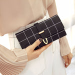Borsa da donna con filo in pelle scozzese, design alla moda con borsa per telefono in poliestere, portafoglio da donna lungo e sottile