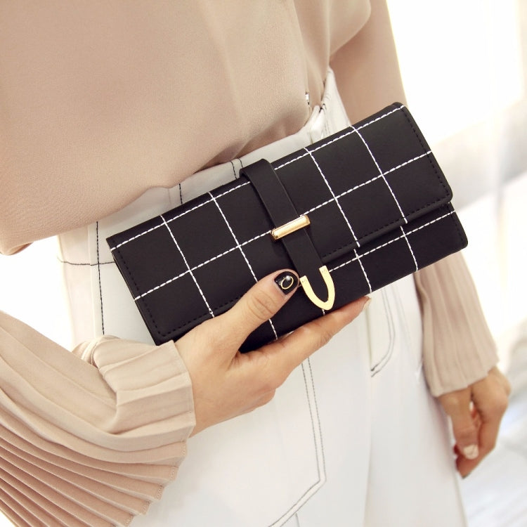 Borsa da donna con filo in pelle scozzese, design alla moda con borsa per telefono in poliestere, portafoglio da donna lungo e sottile