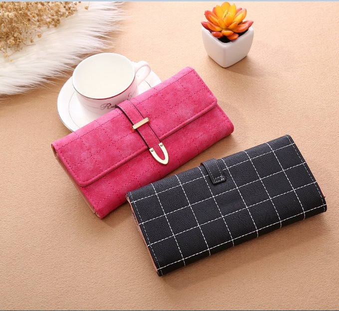 Borsa da donna con filo in pelle scozzese, design alla moda con borsa per telefono in poliestere, portafoglio da donna lungo e sottile