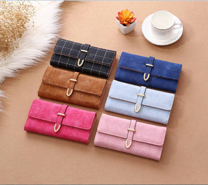 Borsa da donna con filo in pelle scozzese, design alla moda con borsa per telefono in poliestere, portafoglio da donna lungo e sottile