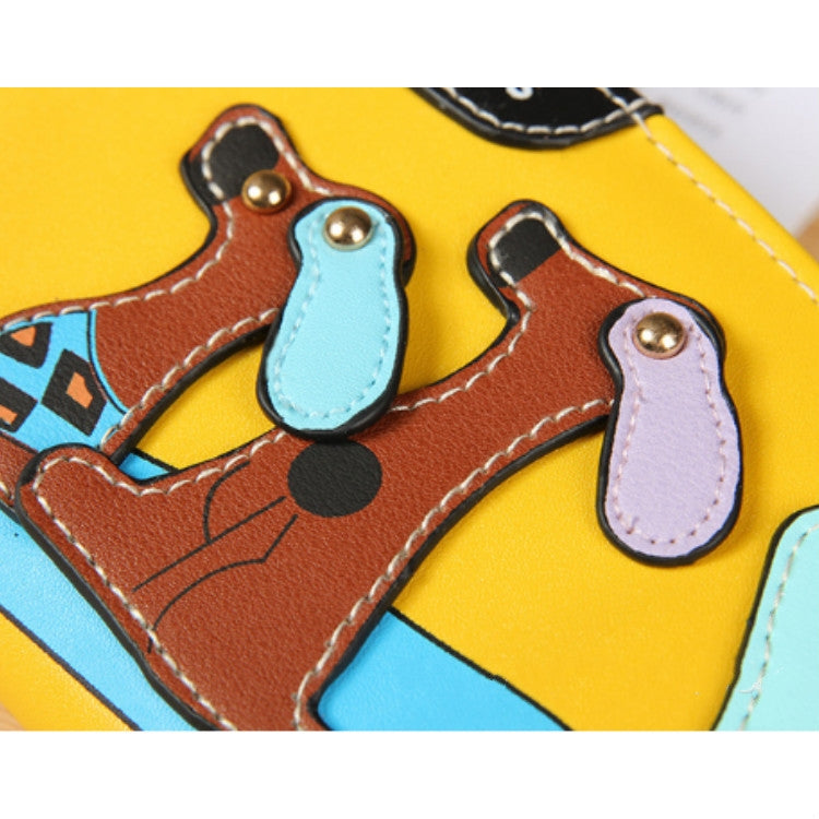 Portafoglio da donna con pochette lunga con cerniera per cuccioli con cuciture carine