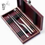 Set strumenti pulizia orecchie 8 in 1 in scatola di legno