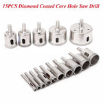 15 in 1 apri foro in vetro diamantato da 6-50 mm, apri foro in marmo ceramico, 15 In 1 Diamond Glass Hole Opener