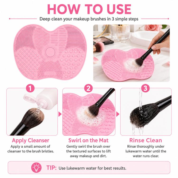 Strumenti per il lavaggio del tappetino per la pulizia dei pennelli in silicone per il trucco cosmetico Spazzole per sopracciglia Tampone per la pulizia Scrubber Board Strumento per la pulizia del trucco