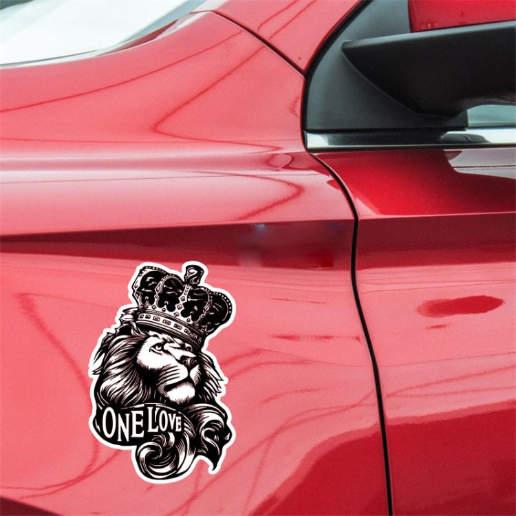 5 adesivi per auto con animali in PVC YJZT One Love Lion Crown, 10x15,3 cm, Lion Crown