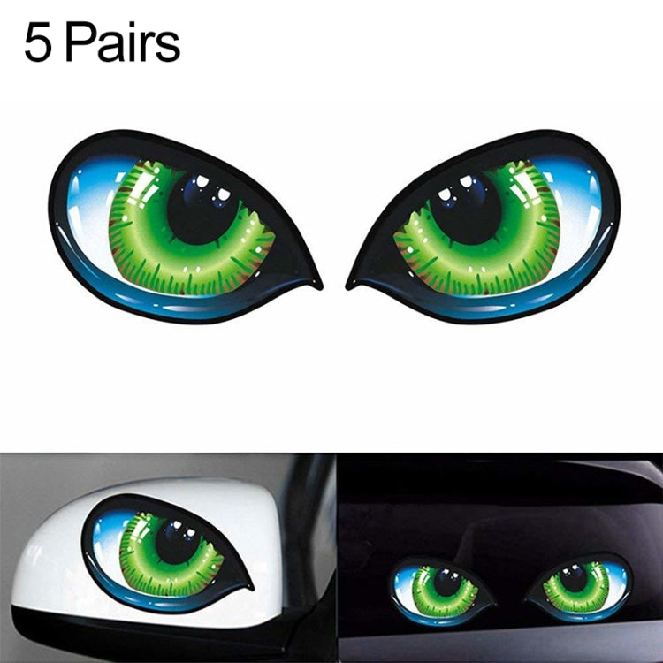 5 paia D 601 3D stereo riflettente occhi di gatto adesivi per auto adesivi per parafanghi laterali per auto adesivi adesivi per specchietti retrovisori creativi, 12x7,5 cm, Cat Eyes 12x7.5cm