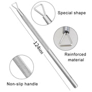 3 pezzi in acciaio inox per unghie, acciaio, spingere e rimuovere la colla per smalto, colla per fototerapia, coltello per scarico