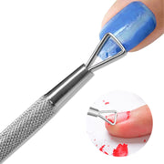 3 pezzi in acciaio inox per unghie, acciaio, spingere e rimuovere la colla per smalto, colla per fototerapia, coltello per scarico