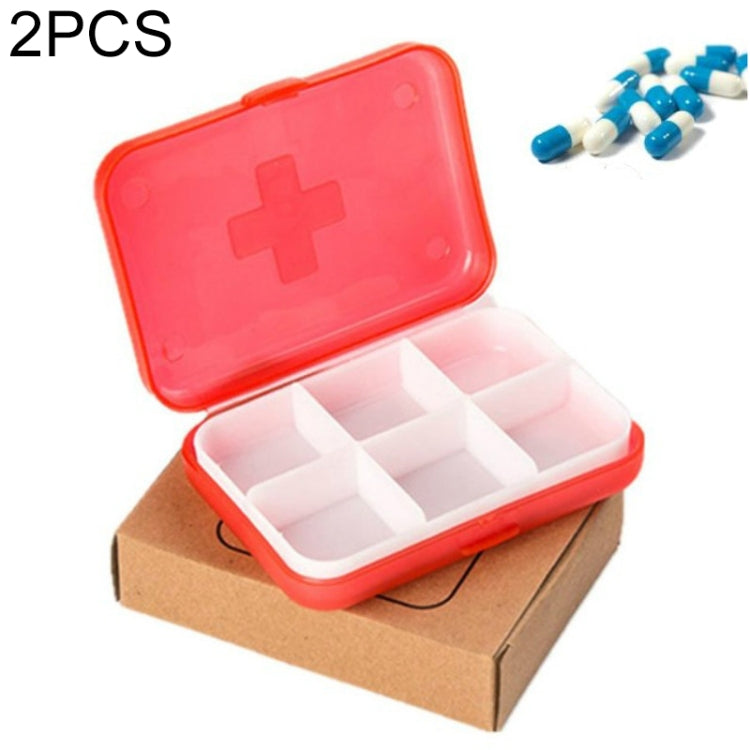 Organizer medico portatile per vitamine da 2 pezzi Mini 6 slot