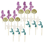 24 pezzi/1 set di carte inserite per decorare cupcakes con principesse sirene, Cupcakes Inserted Card