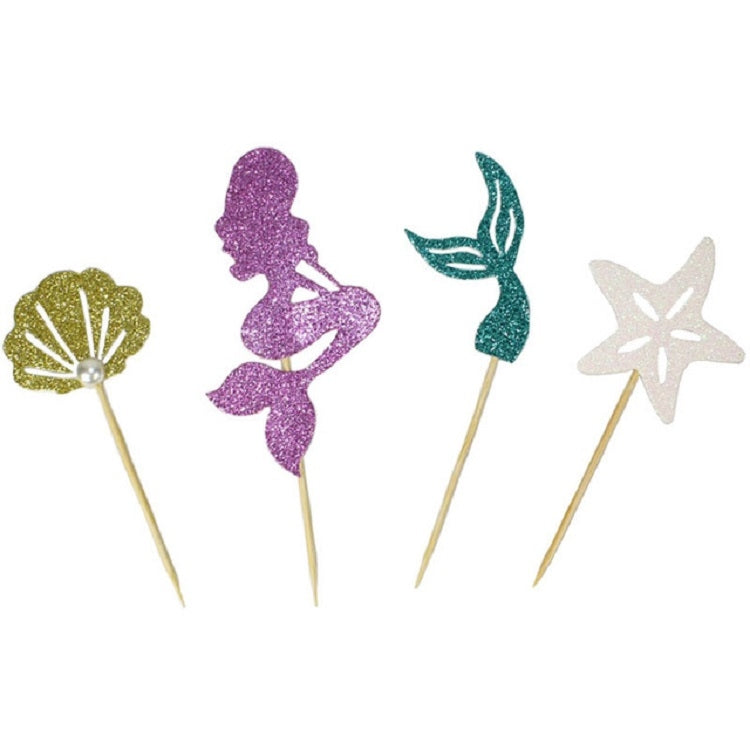24 pezzi/1 set di carte inserite per decorare cupcakes con principesse sirene, Cupcakes Inserted Card