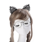 Catena per capelli con fascia per capelli con orecchio di gatto adorabile in pizzo da donna